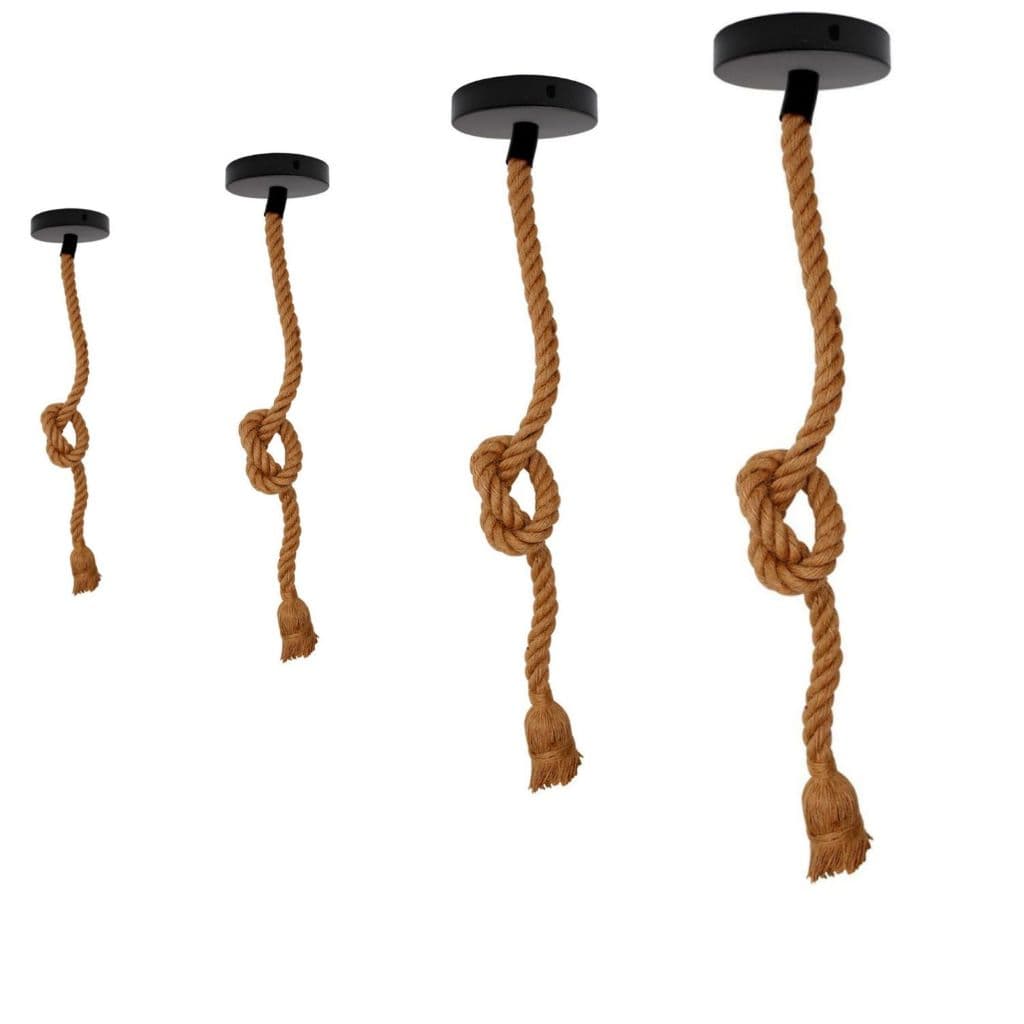 Luminária 1 a 5 Pendentes de Corda Sisal Rústica Retro Vintage Teto Decorativo Lustre E27 1 Metro