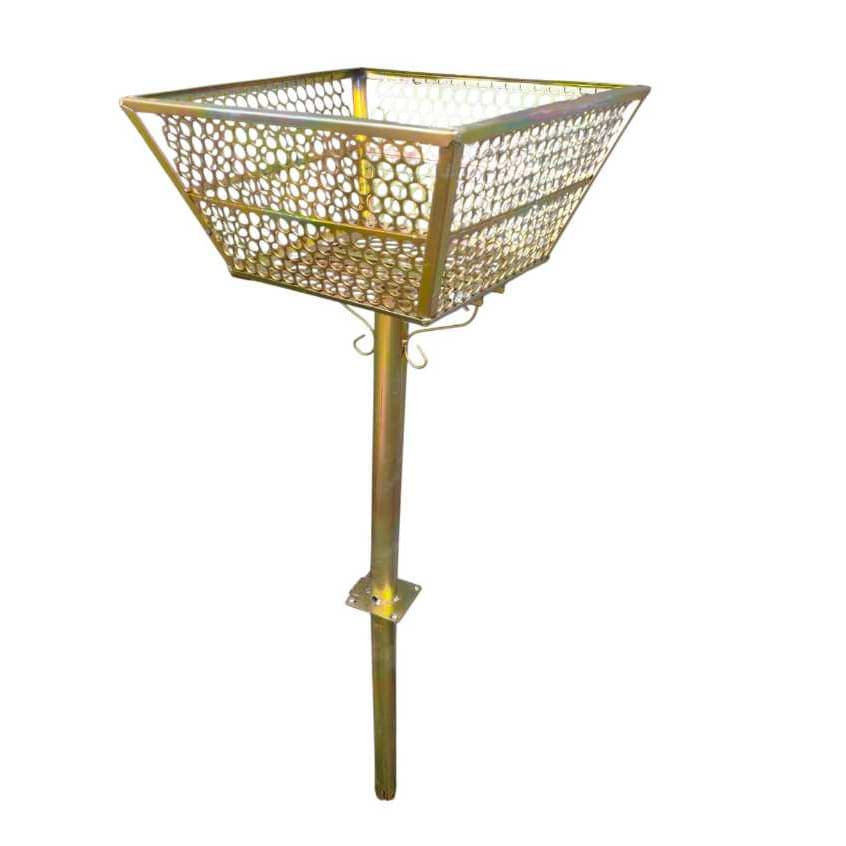 Lixeira Para Calçada Com Pedestal Cesto Tela Moeda Dourada