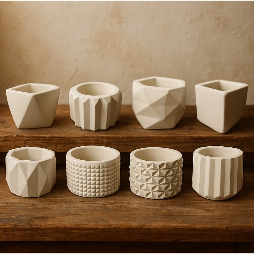 KIT ATE 8 VASINHOS DE GESSO PARA PLANTAS E CACTUS ARTIFICIAS - ENVIO FULL