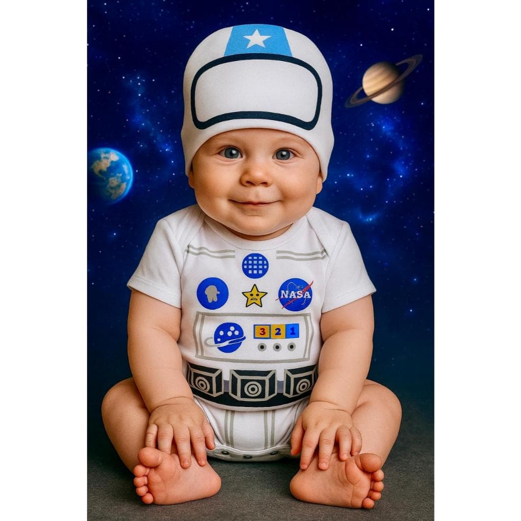Body Temático para mesversario Astronauta Body Nasa  Body de profissão Fantasia para bebê Body bebê menino Roupa Menino