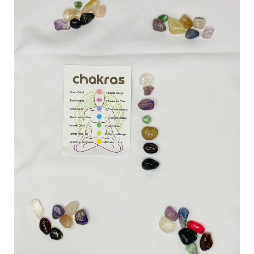 Kit 7 Chakras com Pedras Sortidas – Equilíbrio, Energia e Proteção