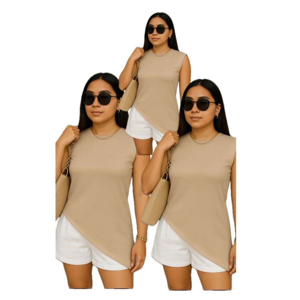 Kit 3 Peças Blusa Assimétrica 100% Algodão - Promoção