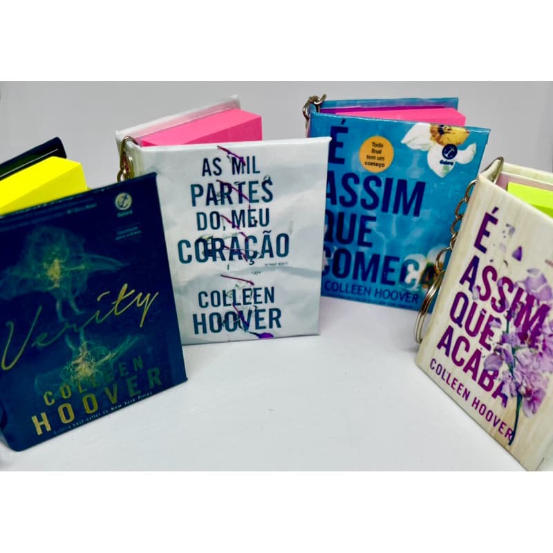 Mini Livros Capa Dura: Porta Post it e Chaveiro - Acompanha o Post it - Imagens Reais no Anúncio