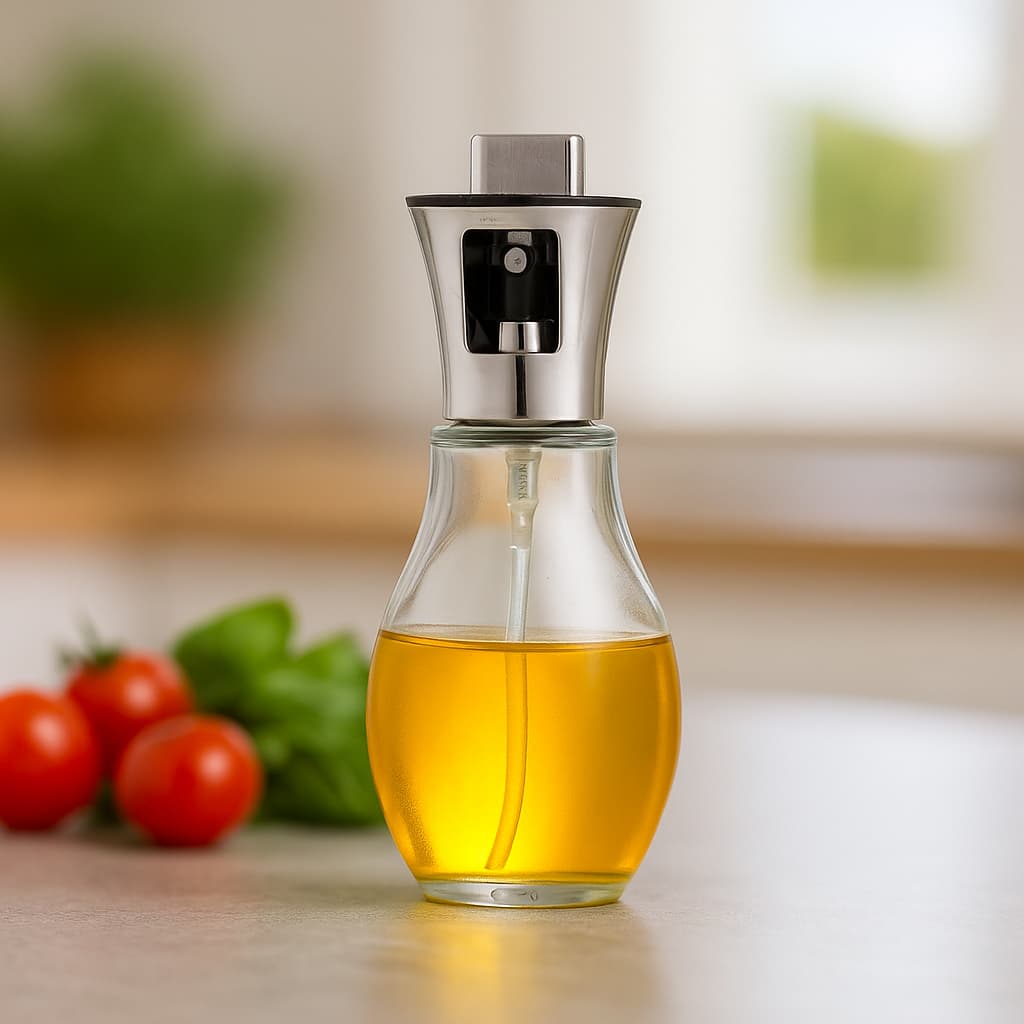 Galheteiro Spray Borrifador de Azeite Vinagre Vidro 200ml Cozinha Airfryer Porta Óleo Dispenser