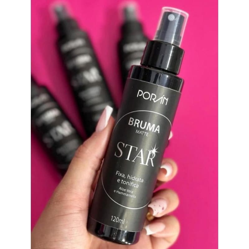 BRUMA MATTE STAR PORÁN 120ml ✨ Fixa, Hidrata e Tonifica - Efeito Matte e Longa Duração - Maquiagem