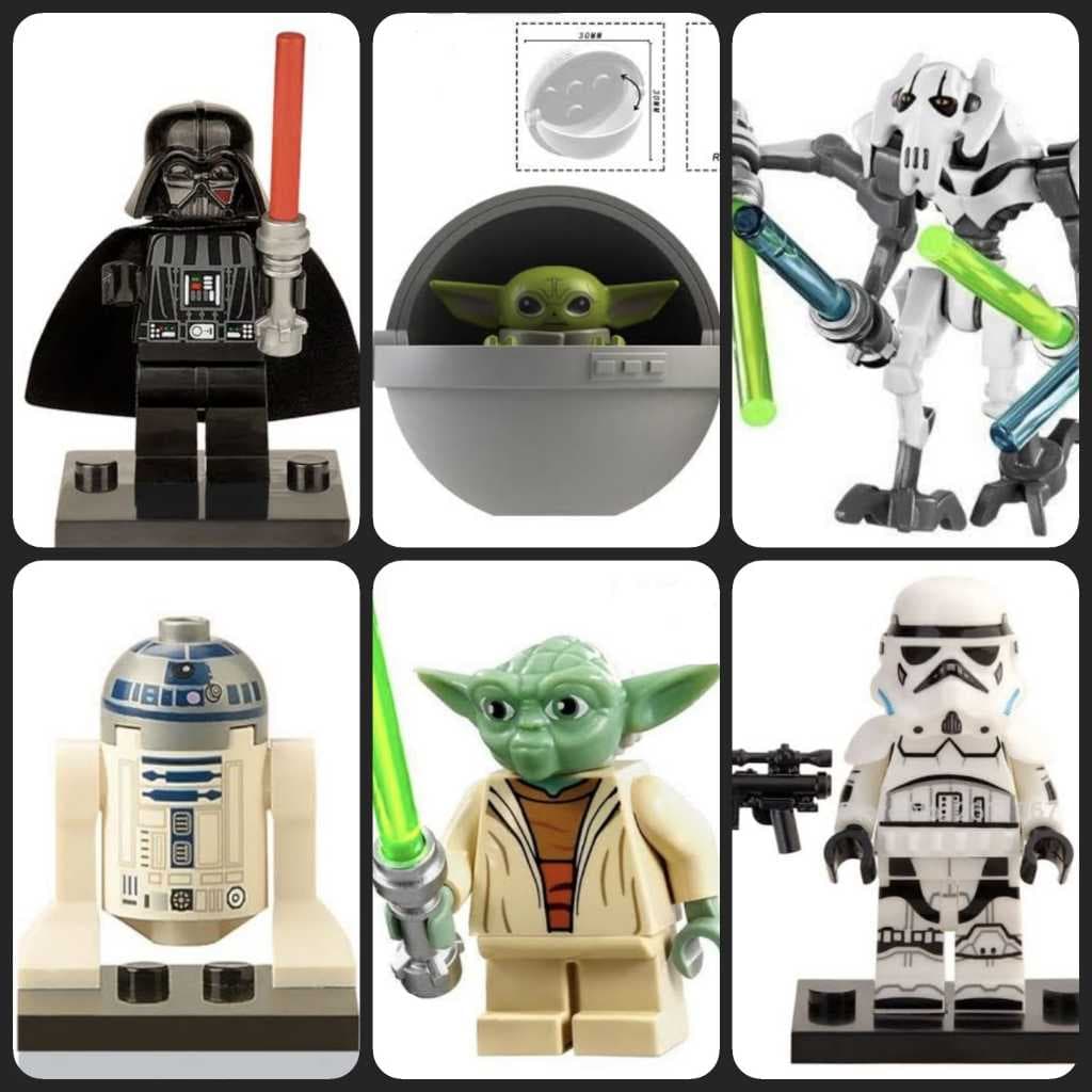 Miniatura Blocos Estilo Lego 4-5cm Star wars Luke Darth Vader Jedi Sith Yoda Storm R2D2 Mandalorian