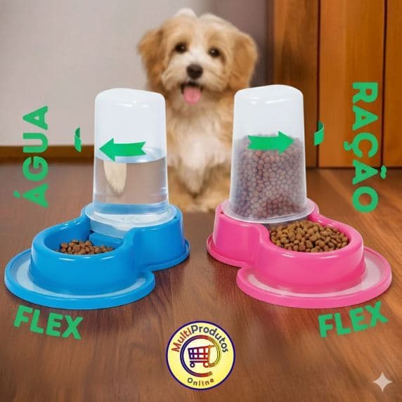 Bebedouro ou Comedouro FLEX Pet Automatico Pequeno Porte Caes e Gatos 1,5L