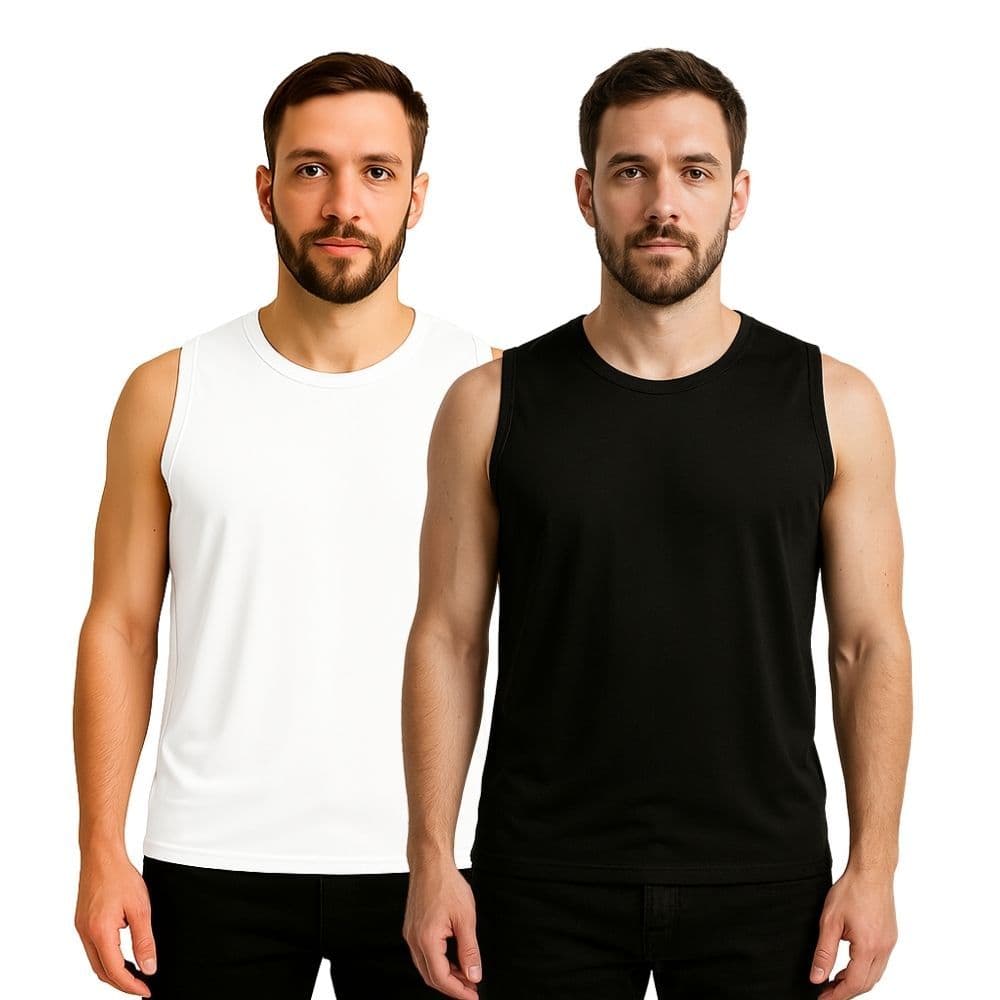 KIT 2 Camiseta Regata Masculina 100% Poliéster Leve Confortável Academia Esporte Regata Masculina