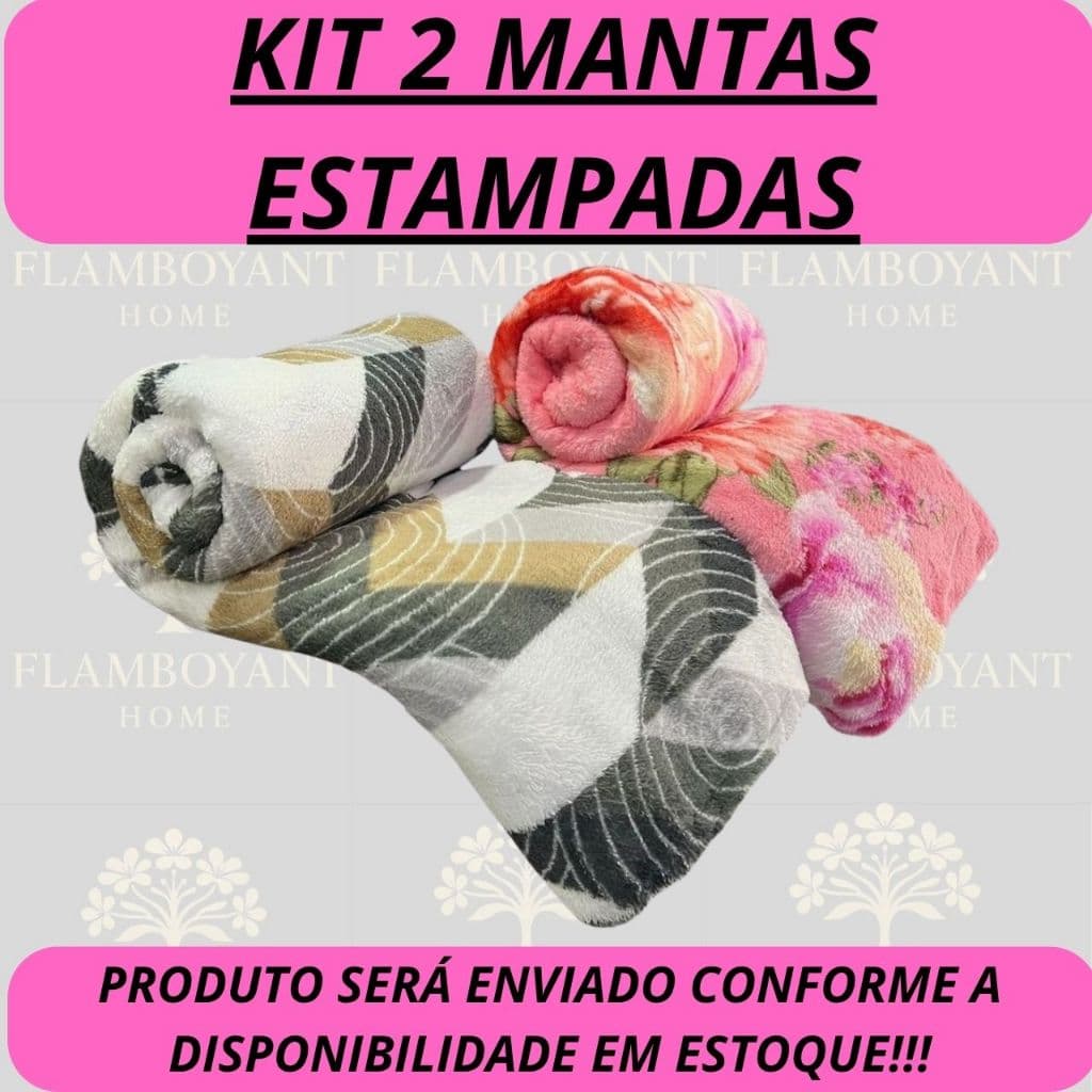 Cobertor Kit 2 Manta Microfibra Estampada 2,00X1,80