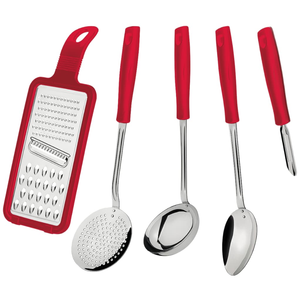 Jogo Utensílios Vermelho 5 Peças Easy Aço Inox Tramontina