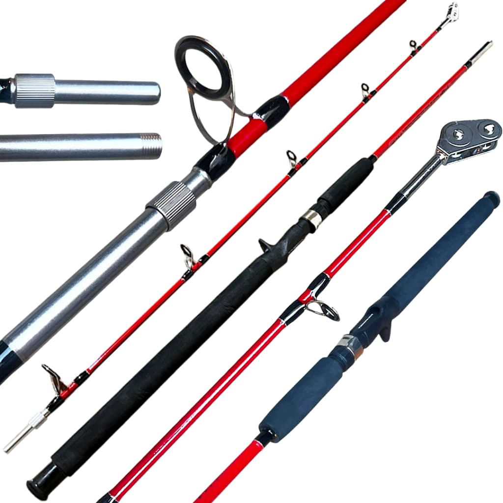 VARA PESCA PESCARIA PESADA CARRETILHA PIRAIBA ALTO MAR 6'0" 1.80M 40-80LB  MACIÇA 2 PARTES REFORCADA