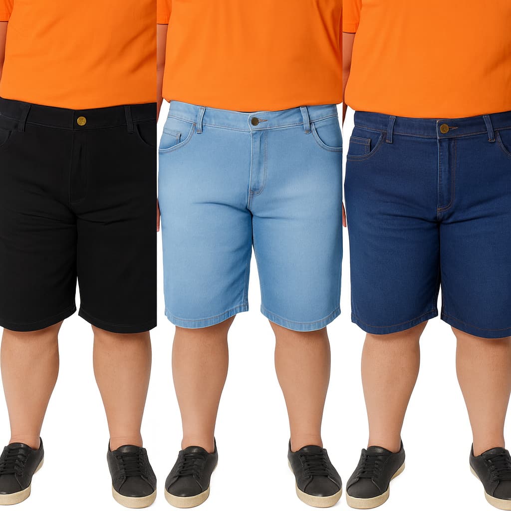 Kit 3 Bermudas Plus Size Masculina Jeans Tamanho Grande Direto da Fabrica