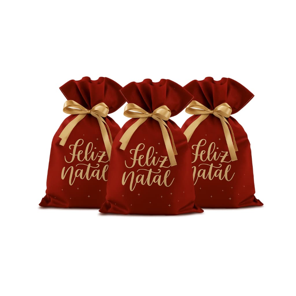 Kit 10 Saquinho Presente Feliz Natal Lembrancinha Brinde Natalino