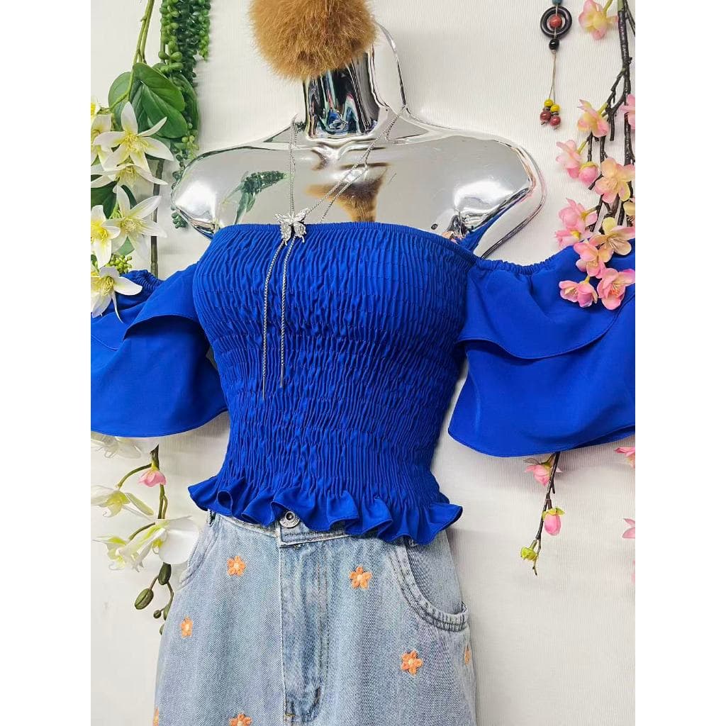 B-115Top cropped , elástico, estilo cigano, disponível em várias cores.