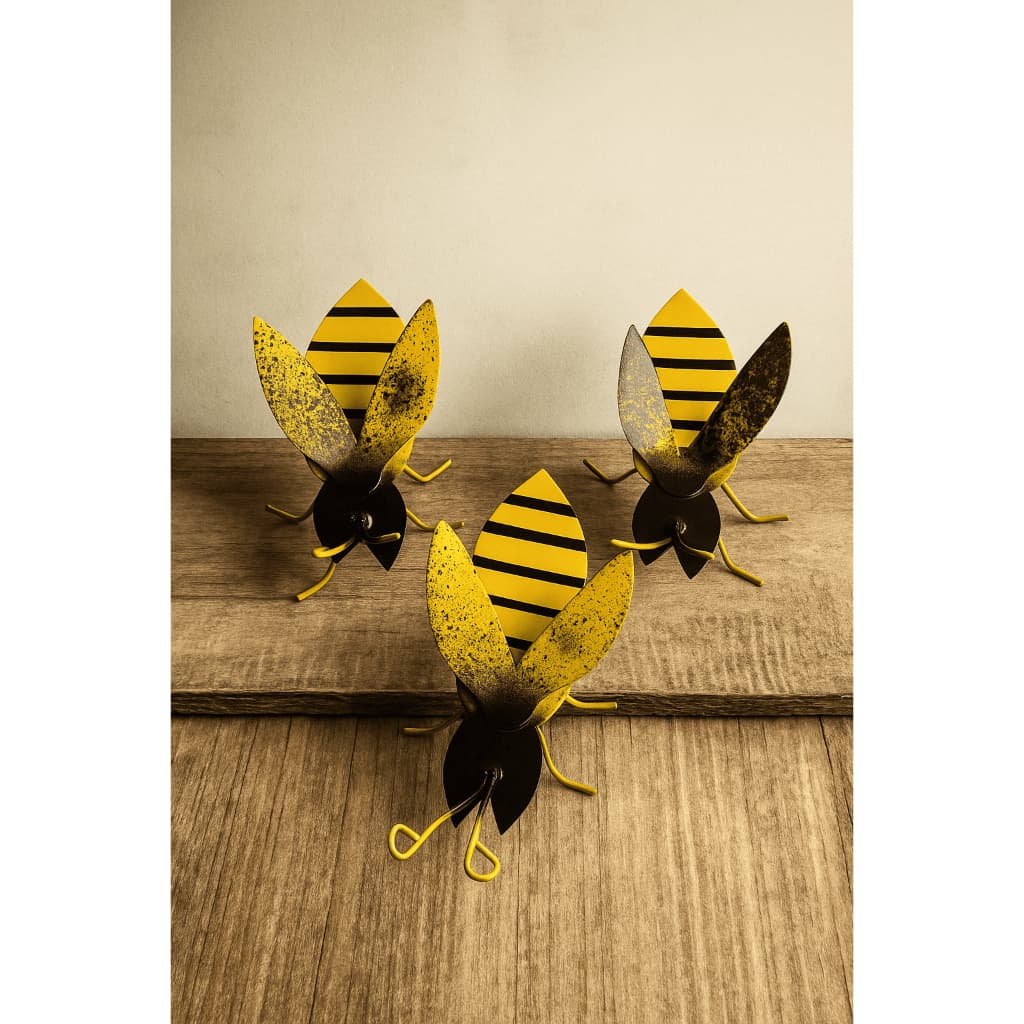 Trio De Abelhas Em Ferro Decoração Mesas Bancadas Rústico
