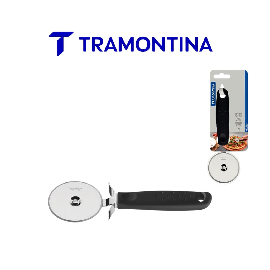 CORTADOR PARA PIZZA UTILITA PRETO - LAMINA DE ACO INOX E CABO DE POLIPROPILENO