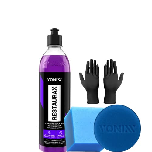 Kit Restaurax Restaurador Plásticos Automotivo Luva Vonixx
