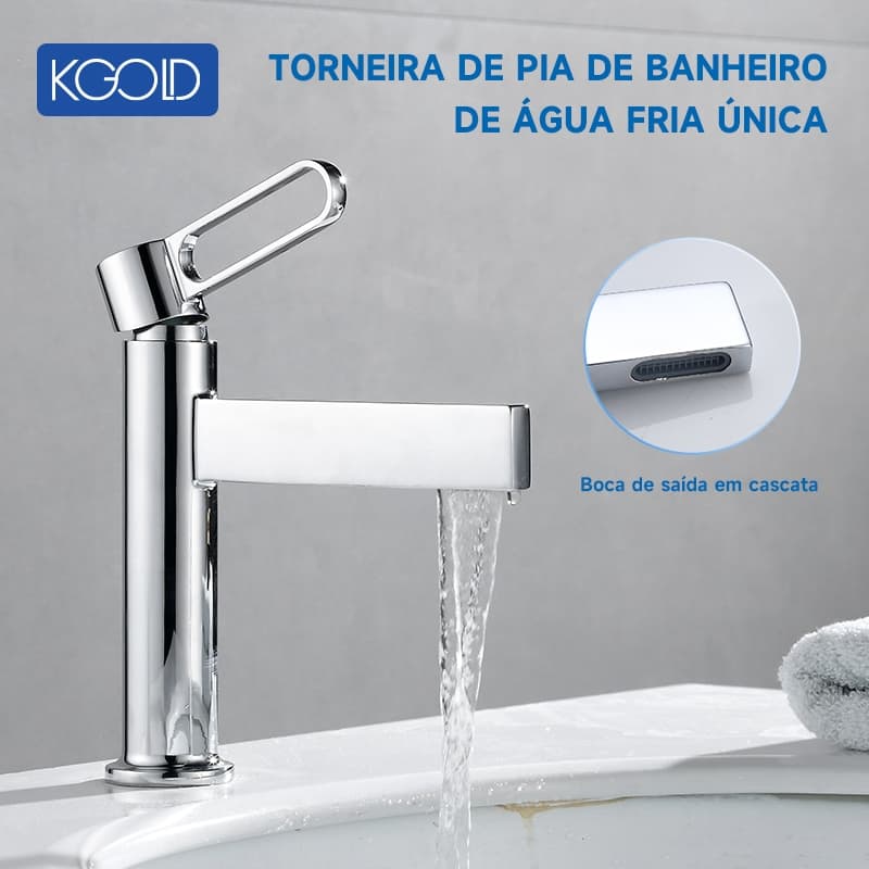 Torneira Cascata Luxo Dourada Design Moderno KGOLD