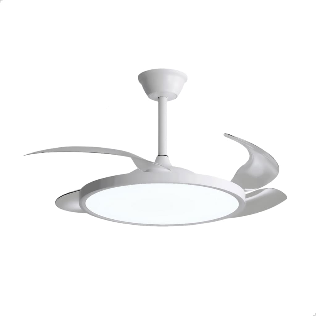 Ventilador Teto Retrátil Led Slim 42'' Controle 4 Pás Transparente 6 Velocidades 36w 3 Em 1