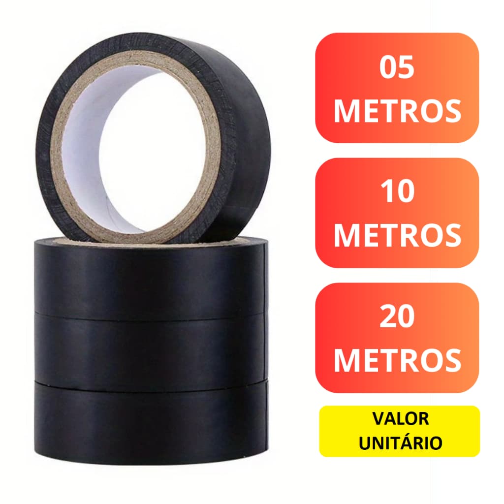 Fita Isolante Anti Chamas 19mm para Emenda de Fios, Isolantes, Instalações Elétricas Resistente Escolha o Tamanho