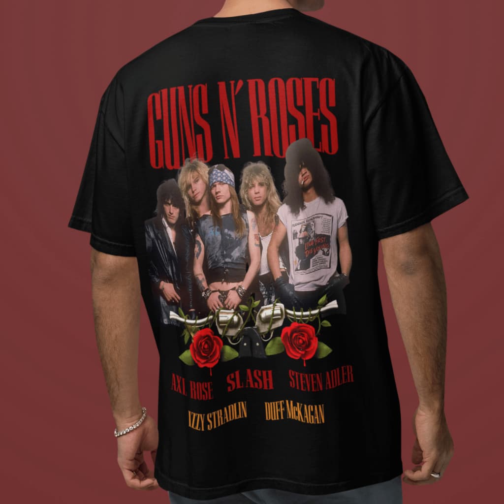 Camiseta Guns N' Roses Membros Banda Rock Show Brasil Camisa 100% Algodão