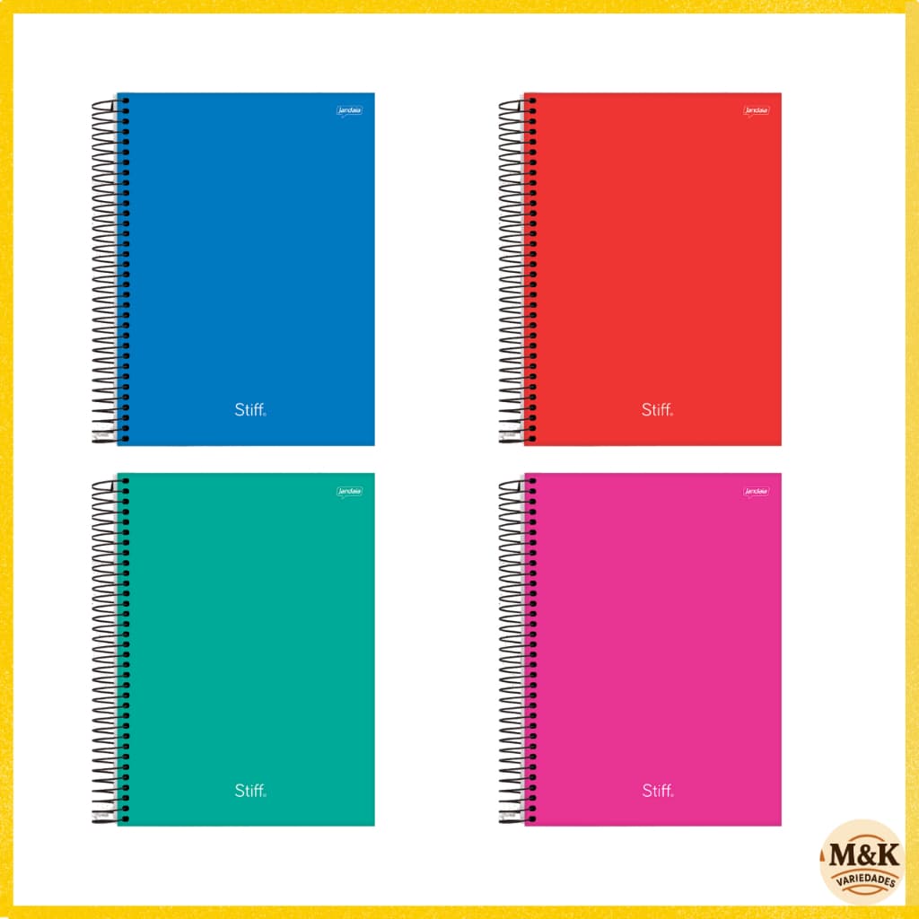KIT 04 Caderno 01 Matéria 80 folhas Universitário Jandaia Stiff Slim (Capas Sortidas)