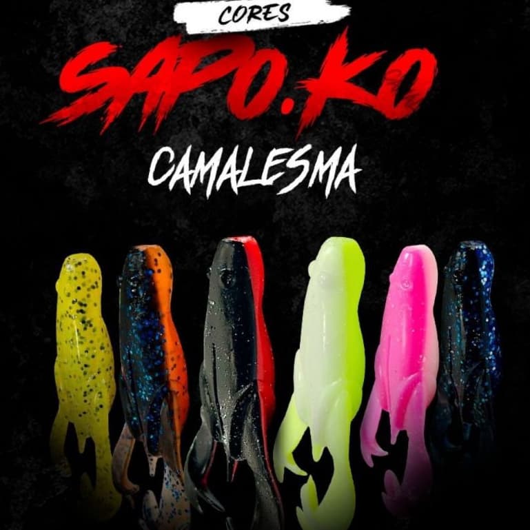 Isca Soft Artificial Sapoko Camalesma 9 cm (3un) Criatura Frog Soft Sapo Traíra Traírão Black Bass