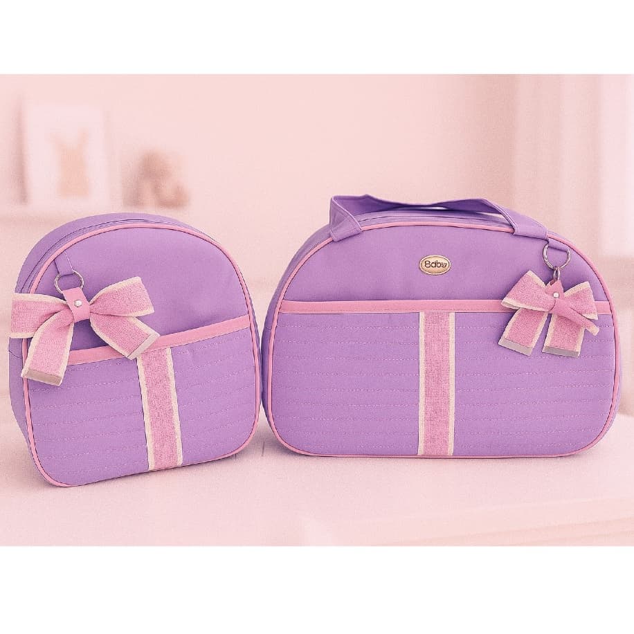 kit Mala bolsa maternidade menino menina Luxo  + Mochila 2 peças neutro Rosa Lilás Azul verde   Impermeável