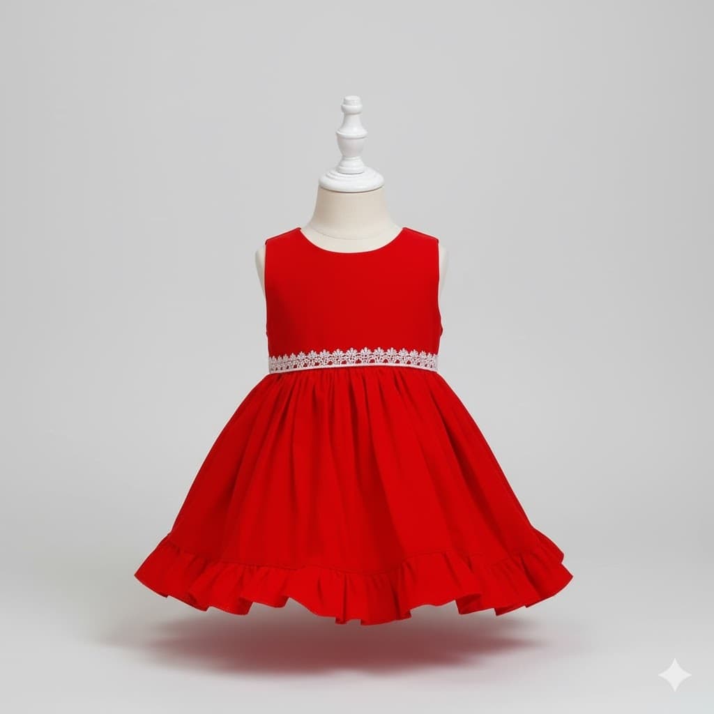 Vestido Infantil Bebê Menina Vermelho Natal Festas 100% Algodão Linda - Tam. P ao 3 anos | Diversas Cores