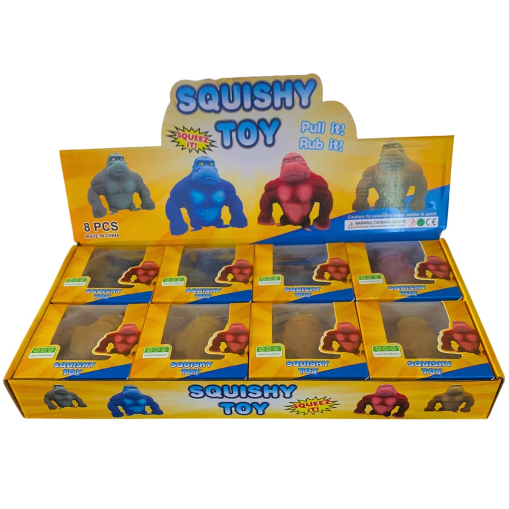 Kit c/4 Brinquedo Squishy Gorila Antiestresse Macio Divertido Alivia Ansiedade Indestrutível Tik Tok