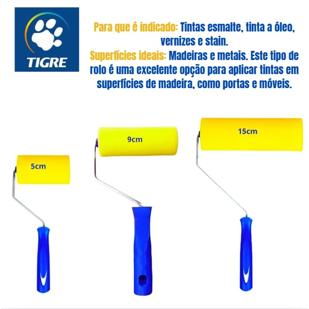 Rolinho de Espuma Tigre - 05 cm | 09 cm | 15 cm Esmalte e Verniz Oleo