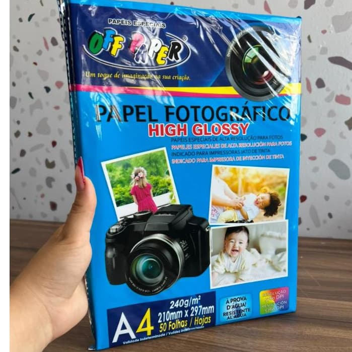 Papel Fotográfico High Glossy 50 Folhas 240gm² Alta Resolução Para Fotos Off Paper Papéis Especiais À prova D'água