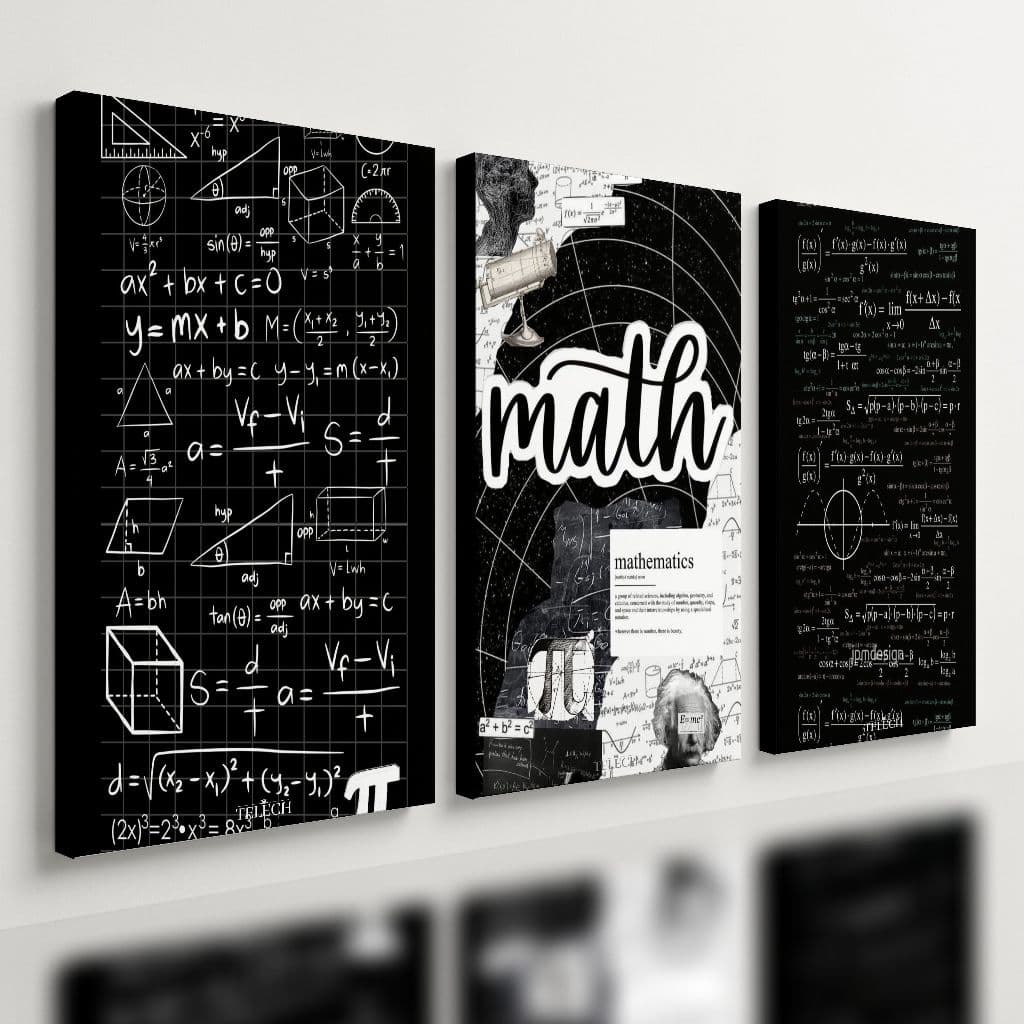 Kit 3 Quadro Decorativo Matemática Aritmética Calculo Física