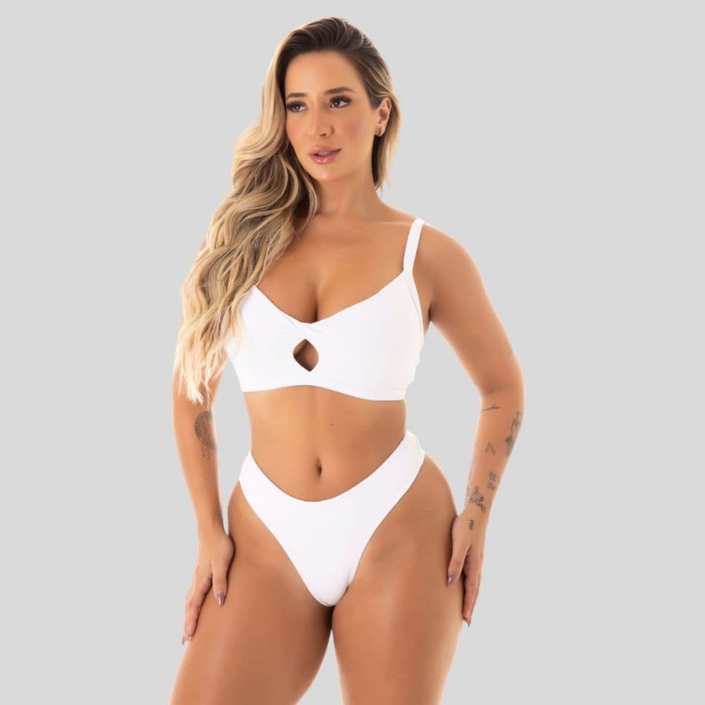 Conjunto Calcinha Forrada Biquini Feminino Moda Praia Verão Topper Sutiã Frente Dupla