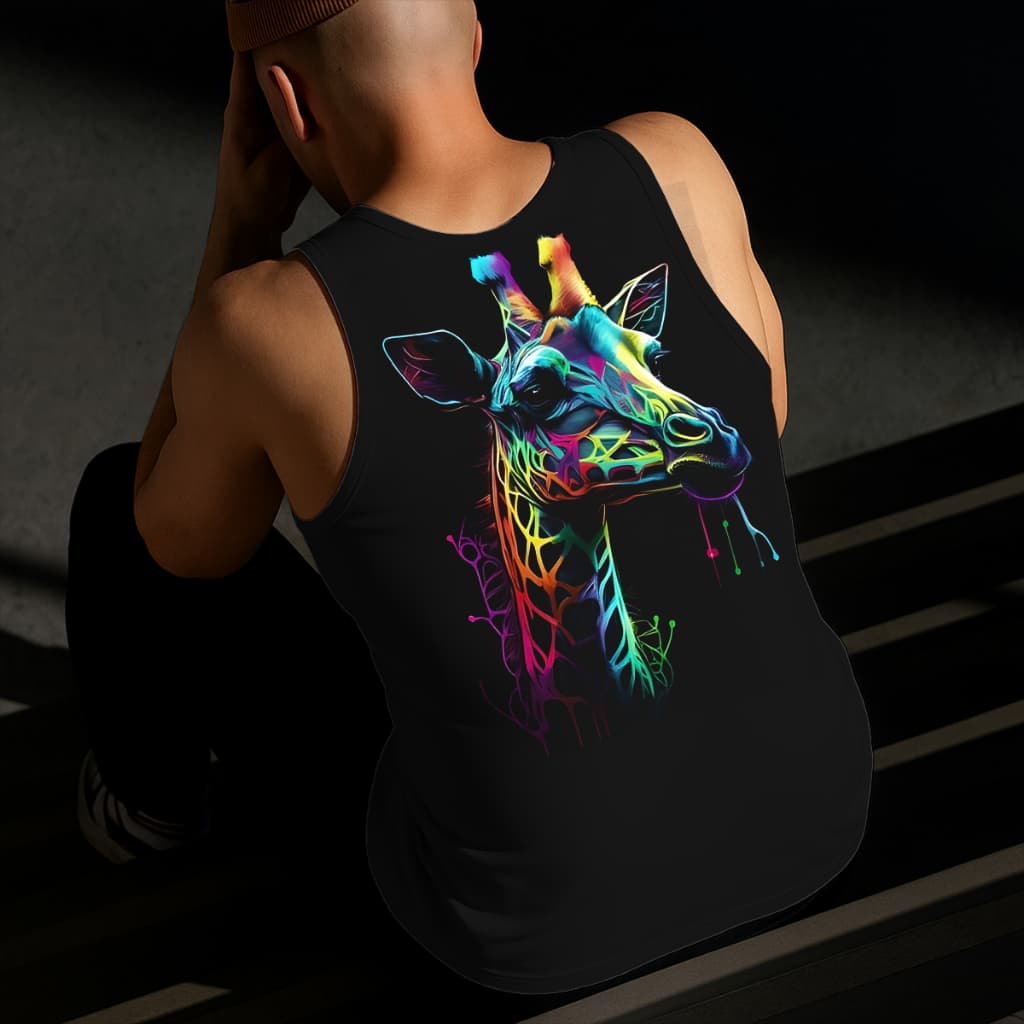 Camiseta Regata Masculina Estampada Girafa 100% Algodão Estilo Conforto Diário Do Tamanho P ao GG