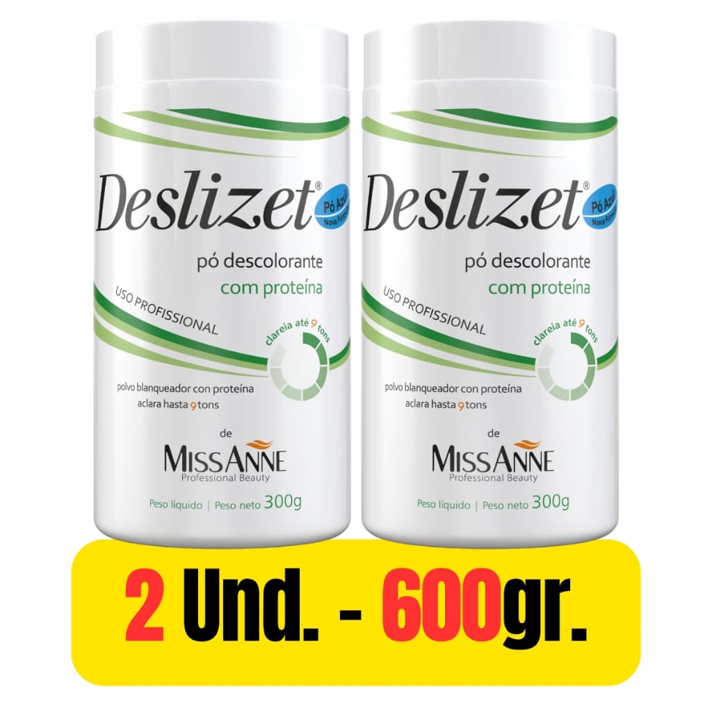 Kit 2 Pó Descolorante Deslizet Miss Anne Clareamento Capilar Luzes Clareador de Cabelo Reflexo