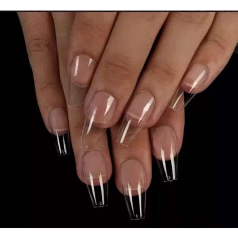 Kit 100 Tips Unhas postiças transparente quadrada