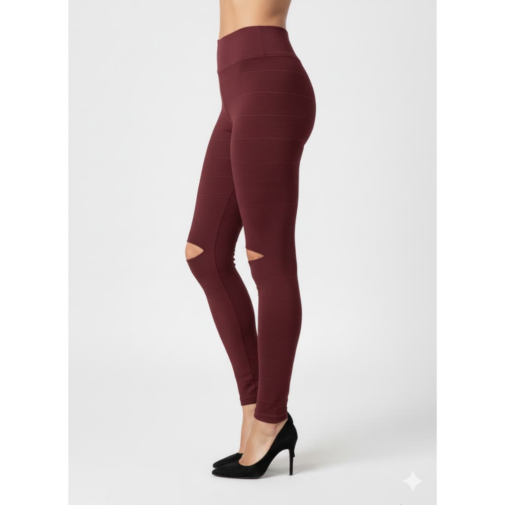 Calça Feminina Skinny de Bandagem com Rasgo no Joelho Estilo Moderno e Confortável Feminino