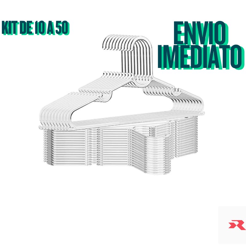 Kit Cabide INFANTIL Acrílico 50 Cabides Transparente Reforçado Organizar Roupas Acrílico Arara