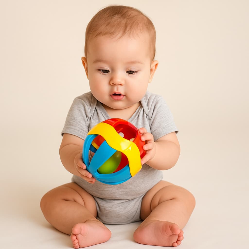 Brinquedo Bebe Bolinha Chocalho Colorida Divertida Som Suave