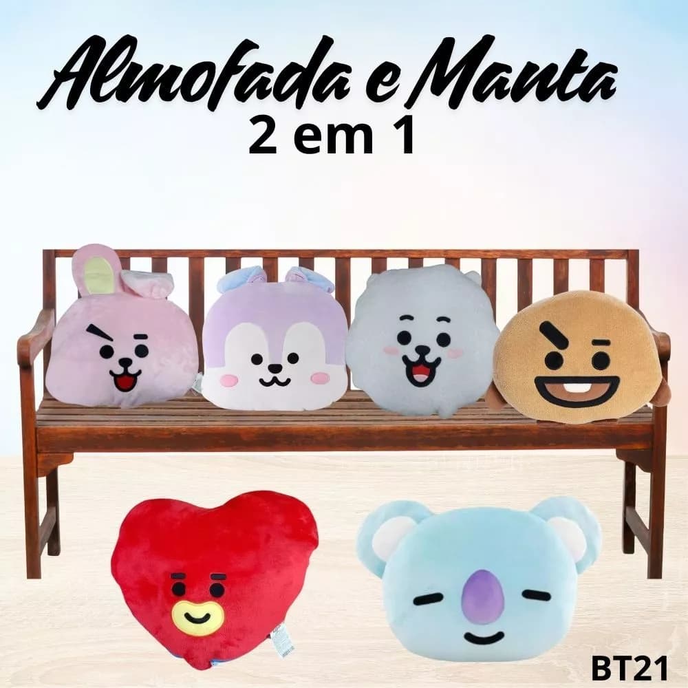 Manta e Almofada 2 em 1 Personagens BT21 K-POP
