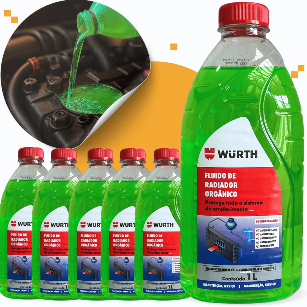 Fluido Radiador Aditivo Arrefecimento Verde Orgânico Wurth Pronto Uso Antioxidante Anticorrosivo