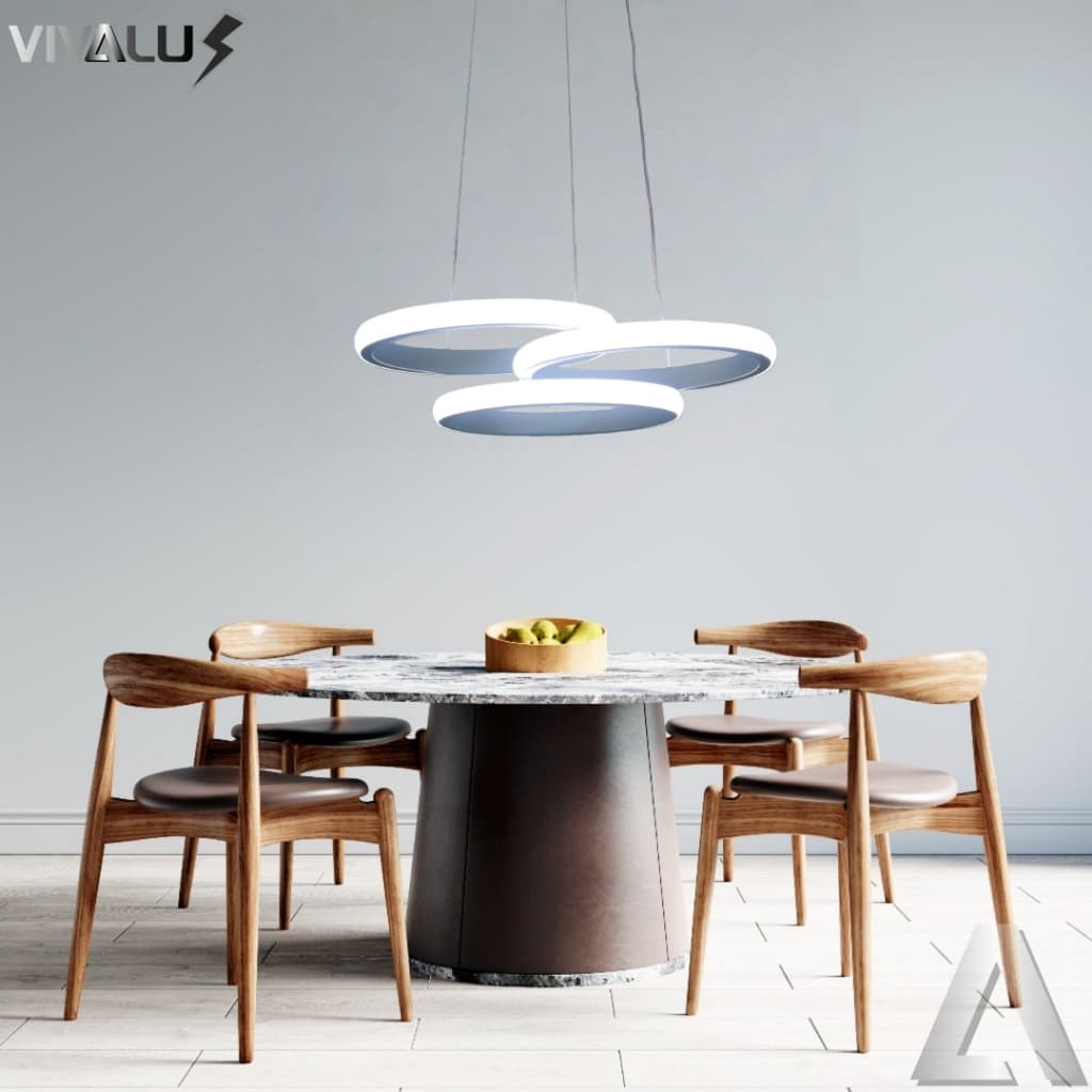 Lustre Preto Led Moderno Pendente Anéis 3 Arco Aro Minimalista Luxo Led Para Mesa Sala Quarto