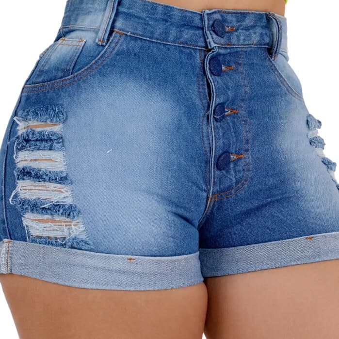 Short Jeans Feminino Curto Detonado,ROSE