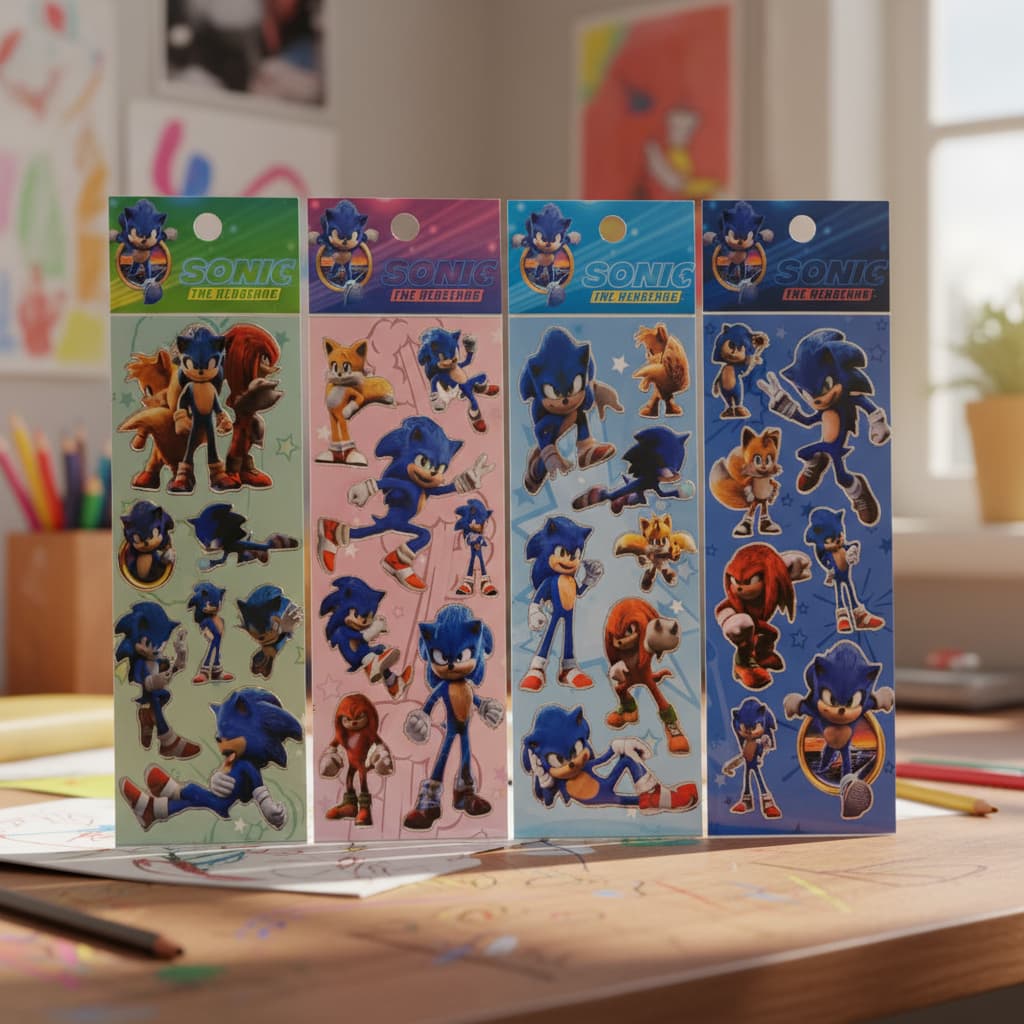 Kit Com 4 Cartelas De Adesivos Sonic