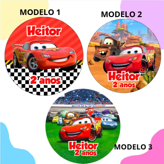 60/100 Adesivos Personalizados 5x5 cm Tema Carros Ideal para Lembrancinhas, festas, decoração