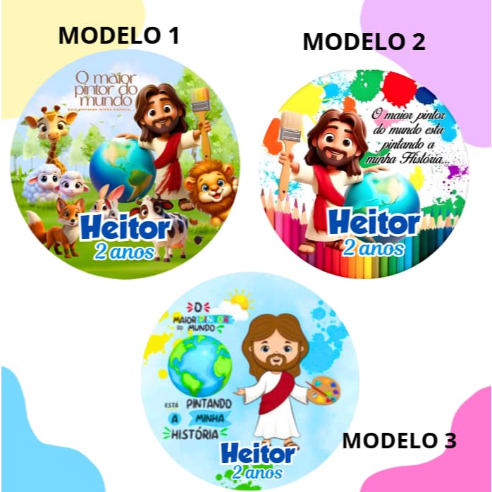 60/100 Adesivos Personalizados 5x5 cm Tema O Maior Pintor do Mundo Ideal para Lembrancinhas, festas, decoração