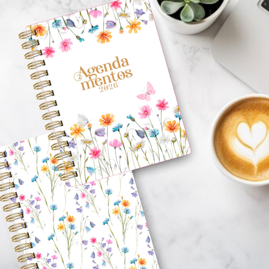 📔💖 Agenda 2026 de Agendamentos | 2 Dias por Página | Com ou Sem Hora | 370 Páginas | Folhas 75g | Capa Brilho ou Fosco