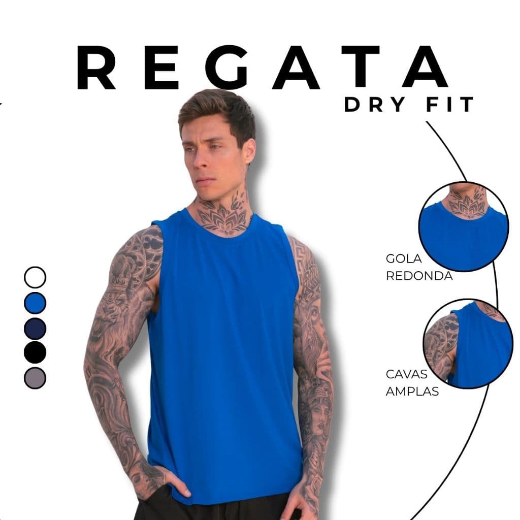 Regata Masculina Dry Fit Confortável Respirável Alta Performance Versátil e Estilosa
