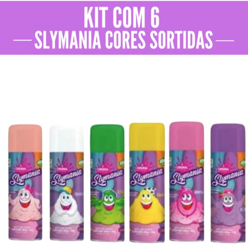 KIT Com 6 Espumas Slime Slymania Cores Sortidas 200ML/Cada